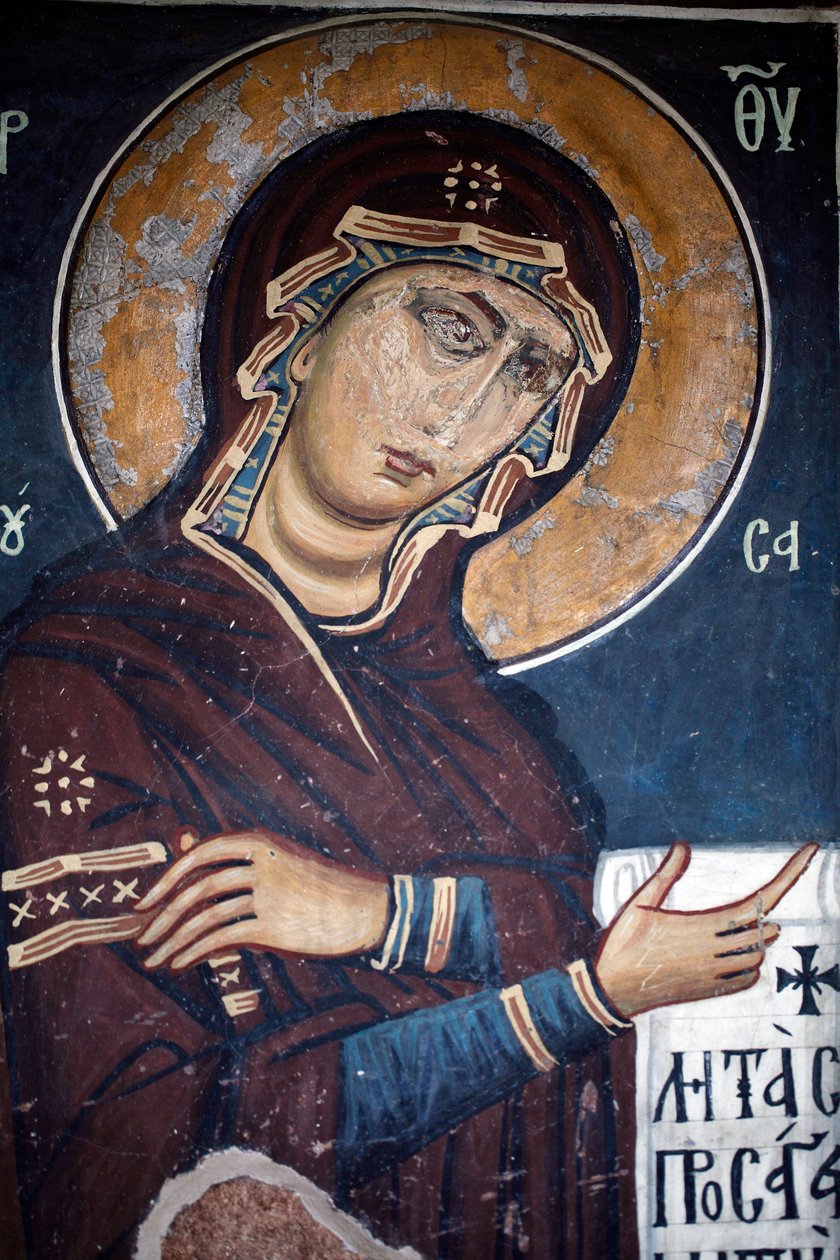 The Merciful Virgin Byzantine Wall Painting from the Church of Asinou Last Judgement Scene 12th Century, Restored in the 14th Century by Unknown