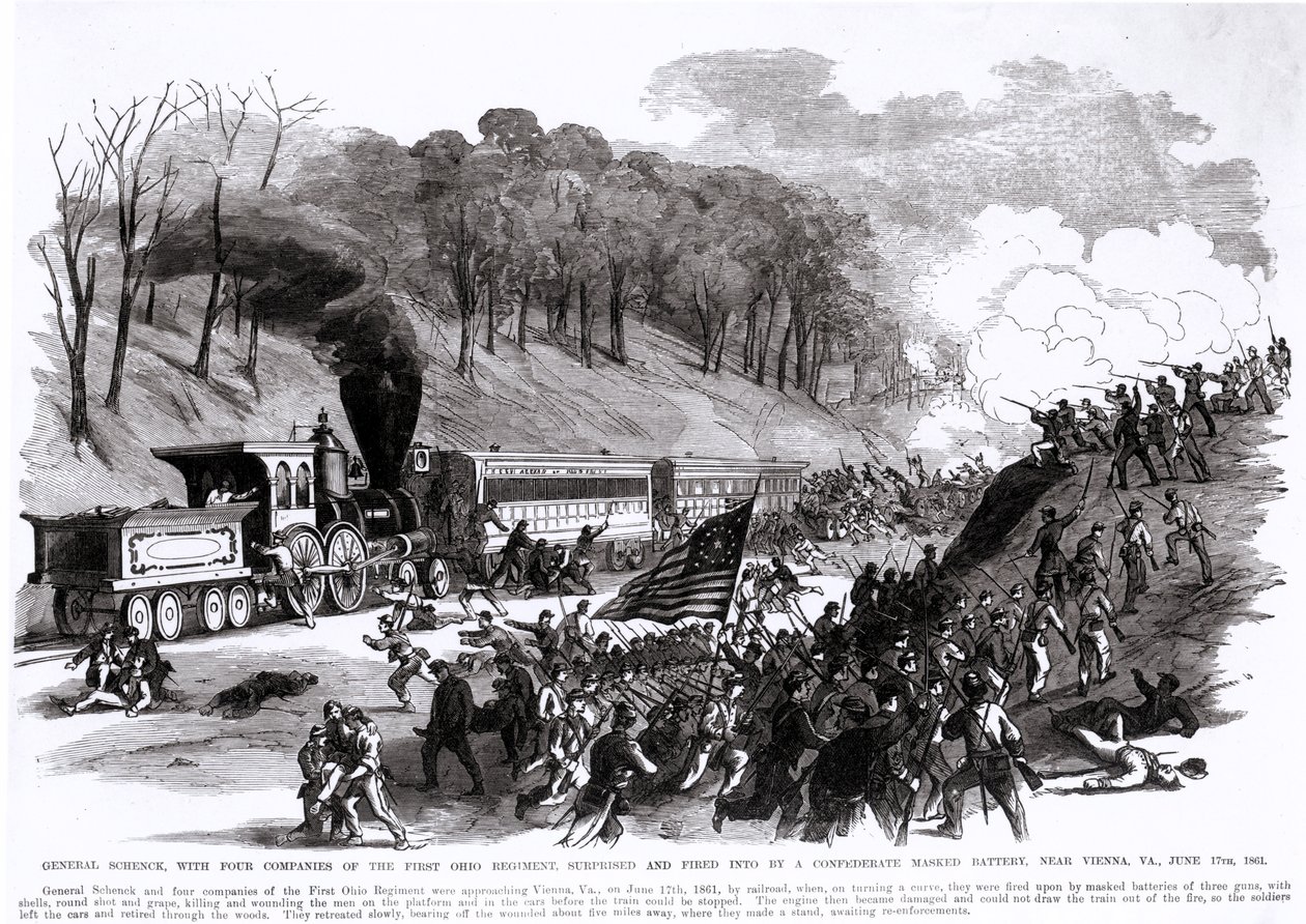 General Schenck with Four Companies of the First Ohio Regiment, Surprised and Fired into by a Confederate Masked Battery, near Vienna, VA., June 17th 1861, from 