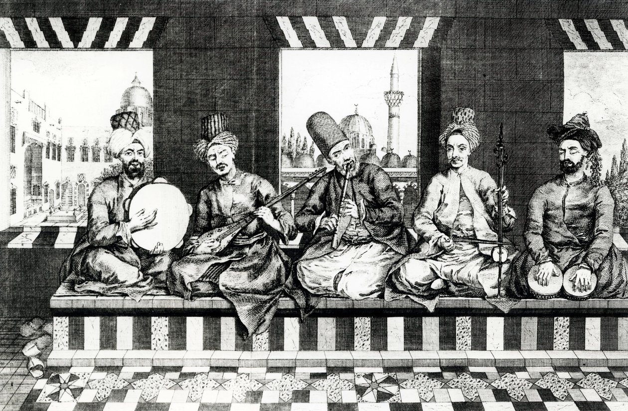 A Group of Oriental Musicians by English School