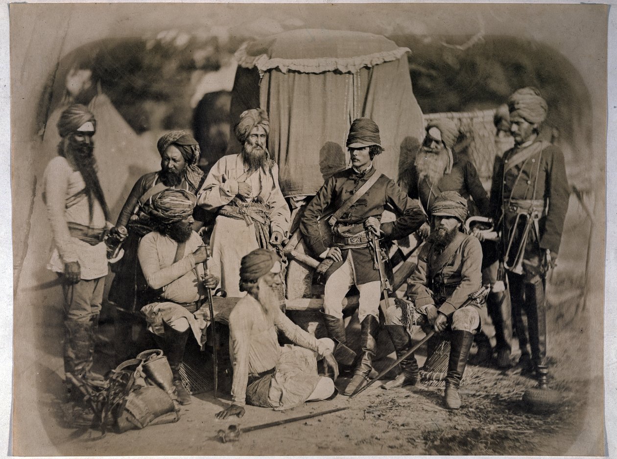 A Group of Sikh Officers and Men, 1858 by English Photographer