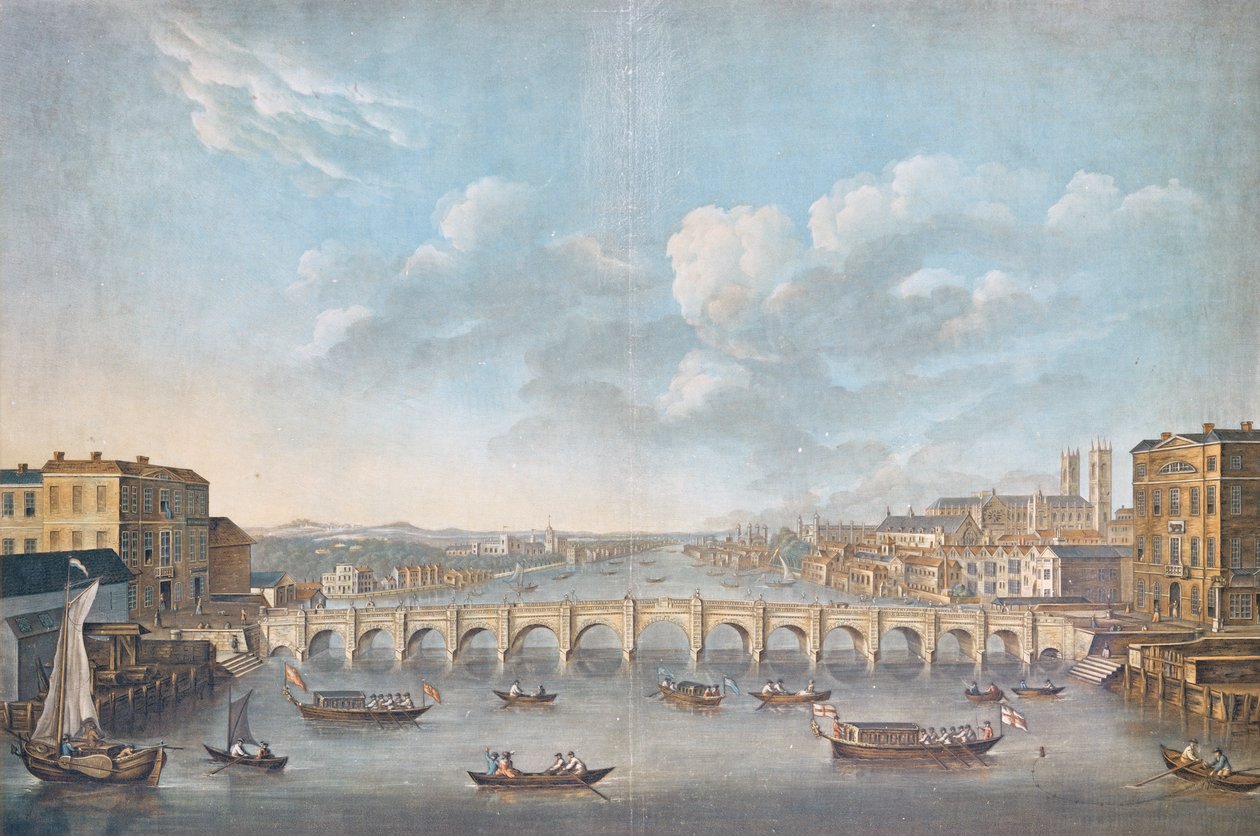 View of Westminster Bridge, engraved by Pierre Michel Alix, 1799 by French School