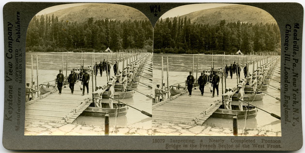Officers Crossing a Pontoon Bridge by Keystone View Company