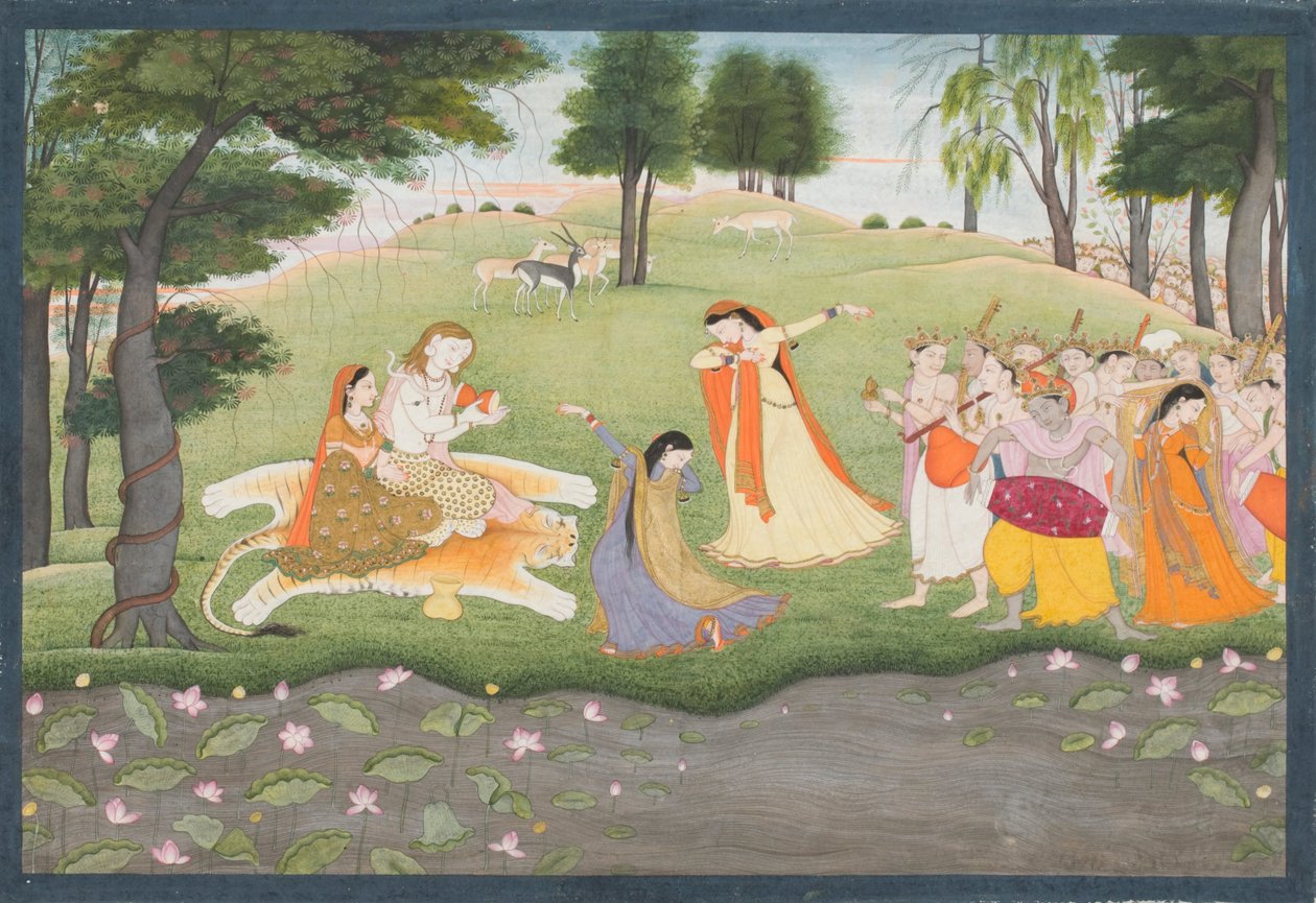 The Gods Sing and Dance for Shiva and Parvati by Khushala