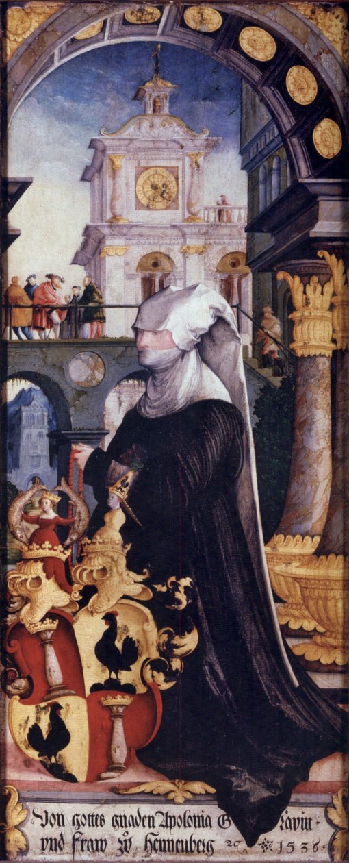 Wildensteiner Altar Right Wing Inside, Kneeling Donor Countess Apollonia von Henneberg with Coat of Arms by Master of Messkirch