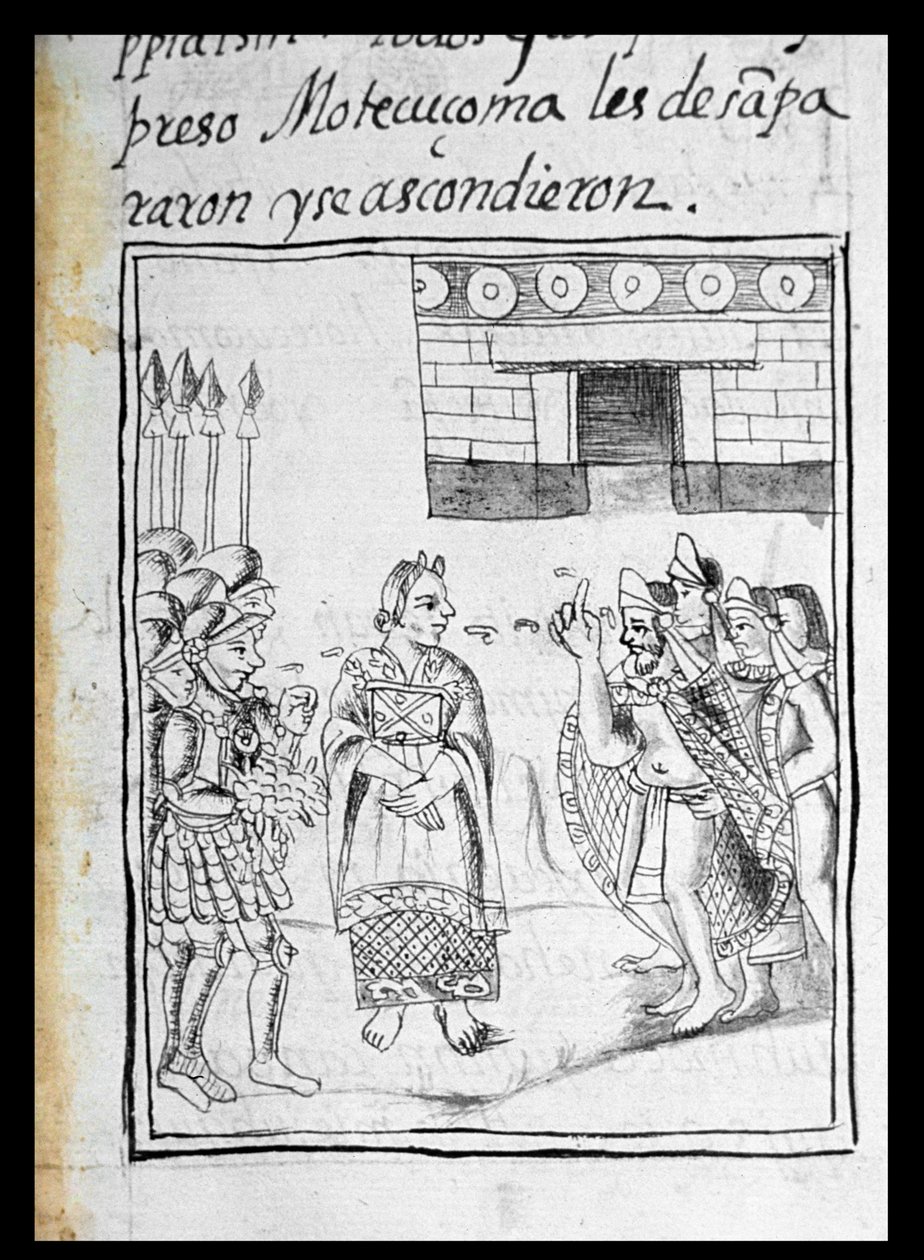 Marina Interpreting for the Spaniards at a Meeting between Hernando Cortes and Montezuma, from the 
