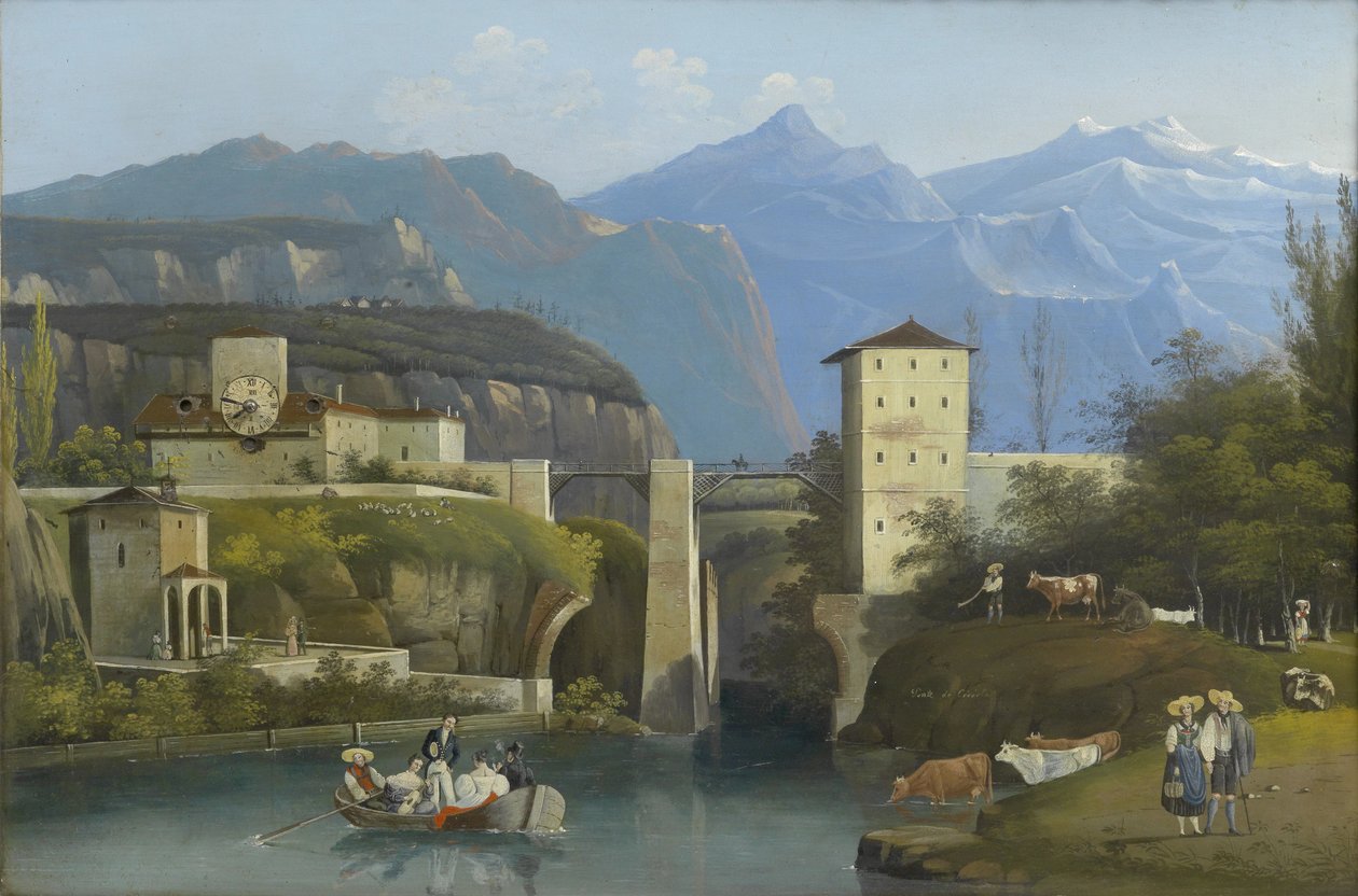 Biedermeier Picture Clock Ponte de Crevola by Unknown