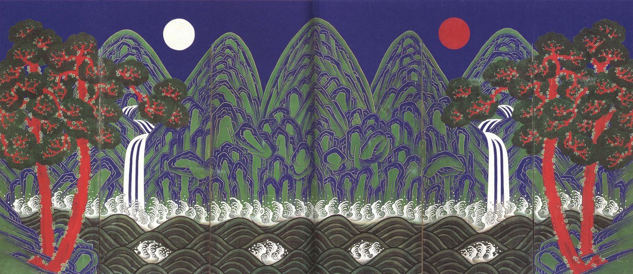 Painting of the Sun, Moon and the Five Peaks by Unknown