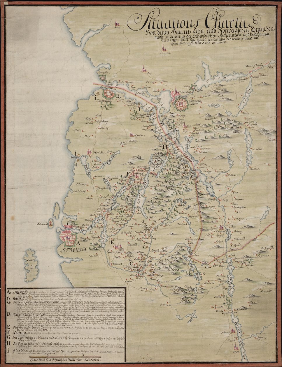 Situations Map of the Bahuus Fief and Norwegian Borders by Unknown