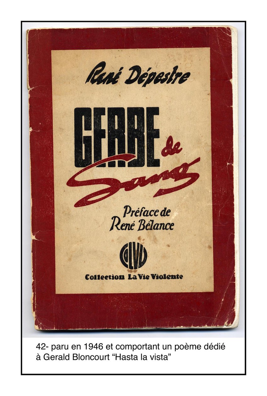 Plaque by Rene Depestre published in 1946 and featuring a poem dedicated to Gerald Bloncourt Hasta la vista 1946 by Unknown