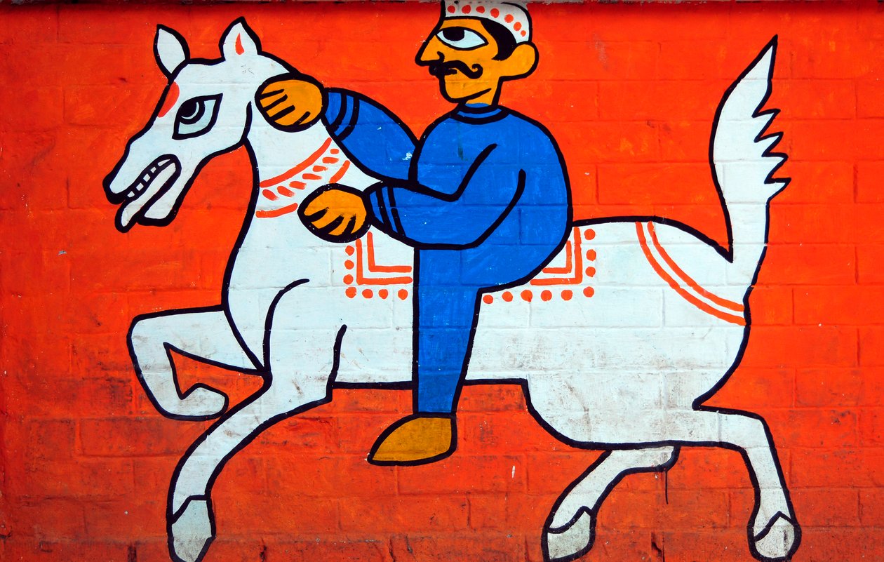 A Mural of a Horseman by Unknown