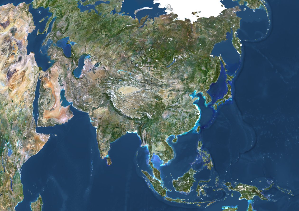 Asia, True Colour Satellite Image by Unknown