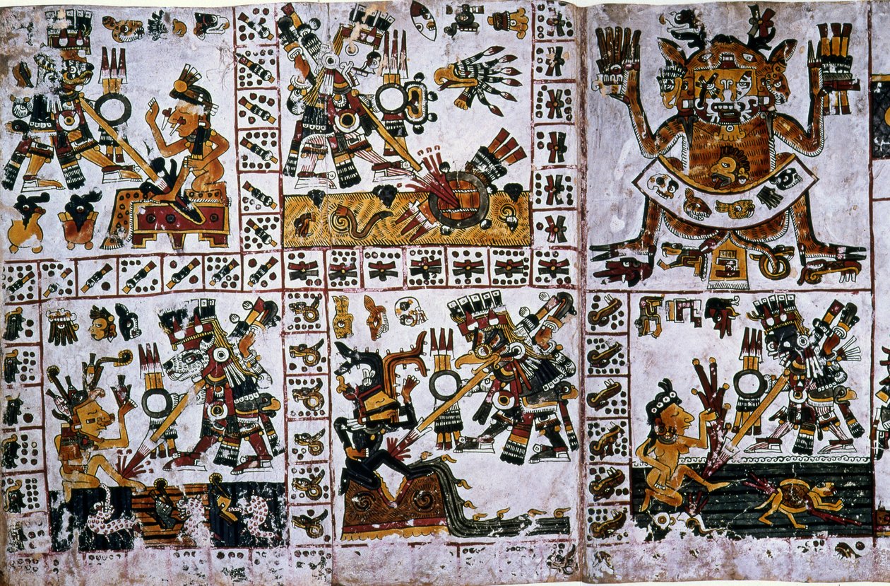 Detail from a Facsimile Copy of a Page of the Codex Borgia Showing the Attacks of Tlauizcalpantecuhtli, the God Venus by Unknown