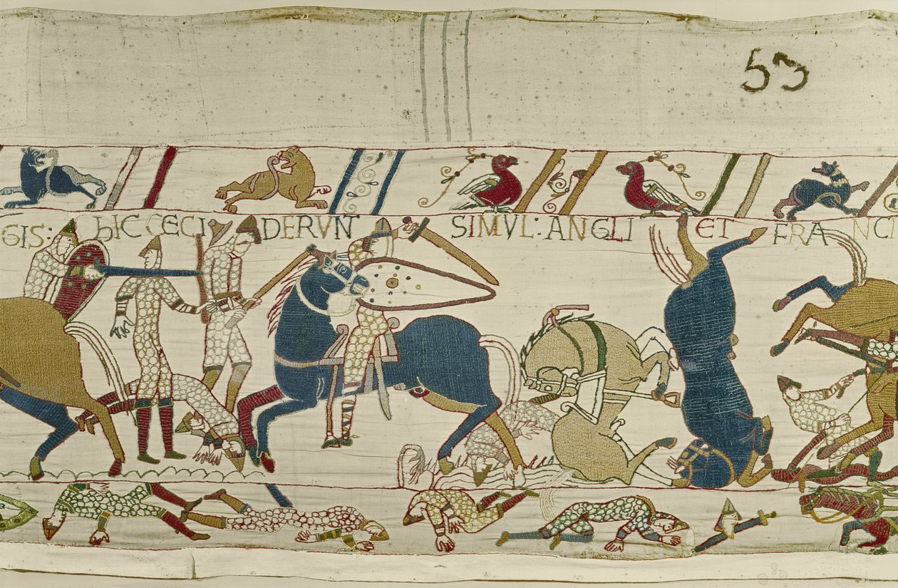 Normans and English Fall Side by Side in Battle, Bayeux Tapestry by Unknown