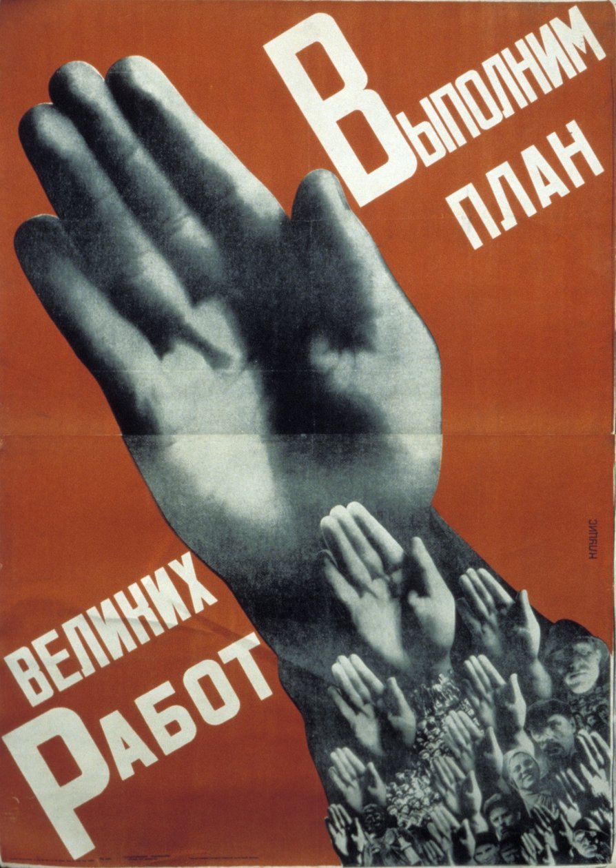 Soviet Constructivist Poster from 1930: We Will Fulfill the Plan of Great Endeavors by Unknown