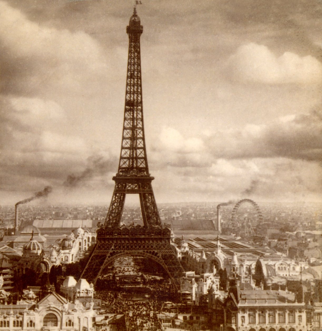 View of the Exposition Universelle, Eiffel Tower, Champ de Mars and Galerie des Machines from Palais du Trocadéro, Paris, France 1900 by Unknown