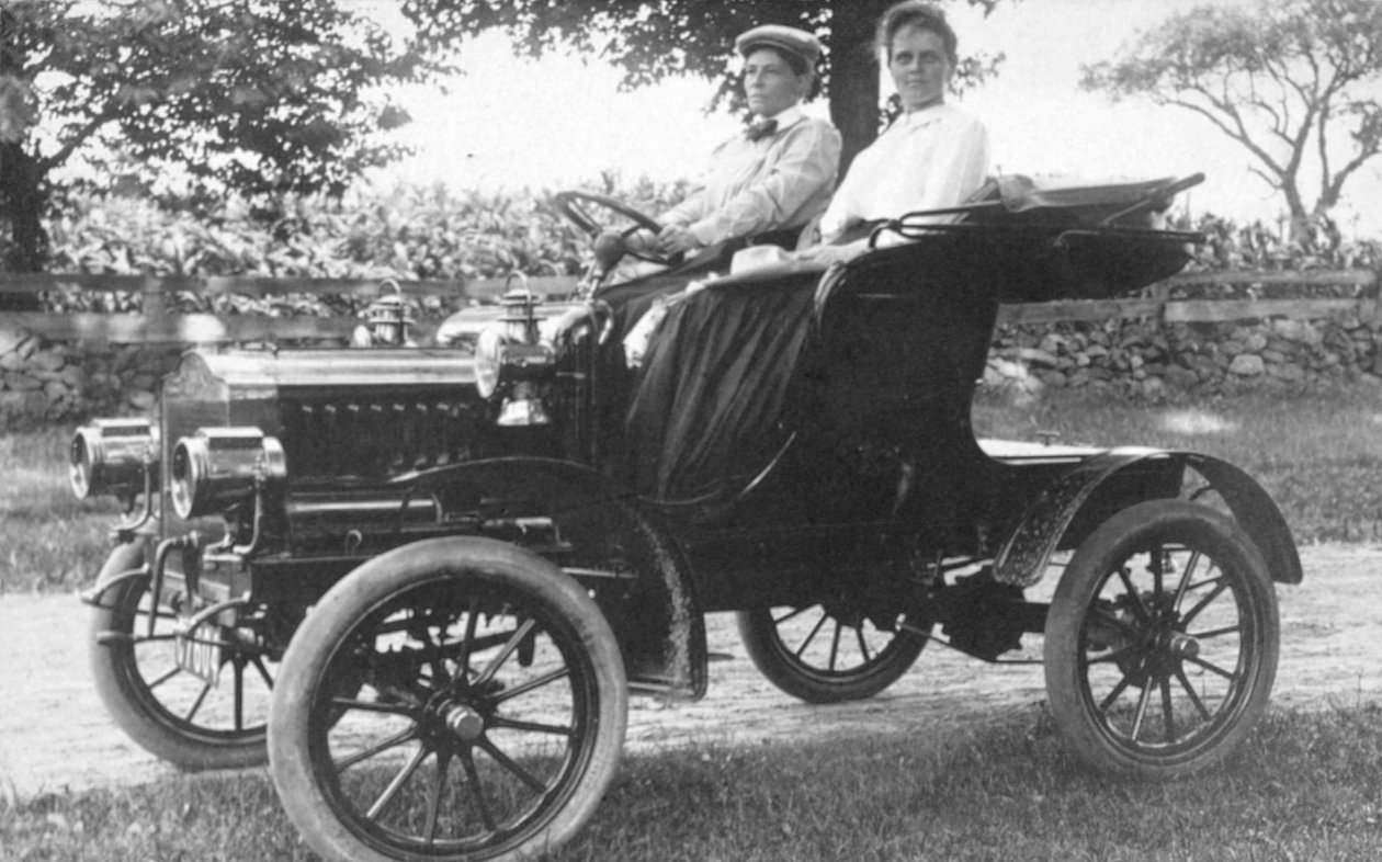 Frances Kellor and Mary Dreier Seated in an Early Automobile, c.1910 by American Photographer