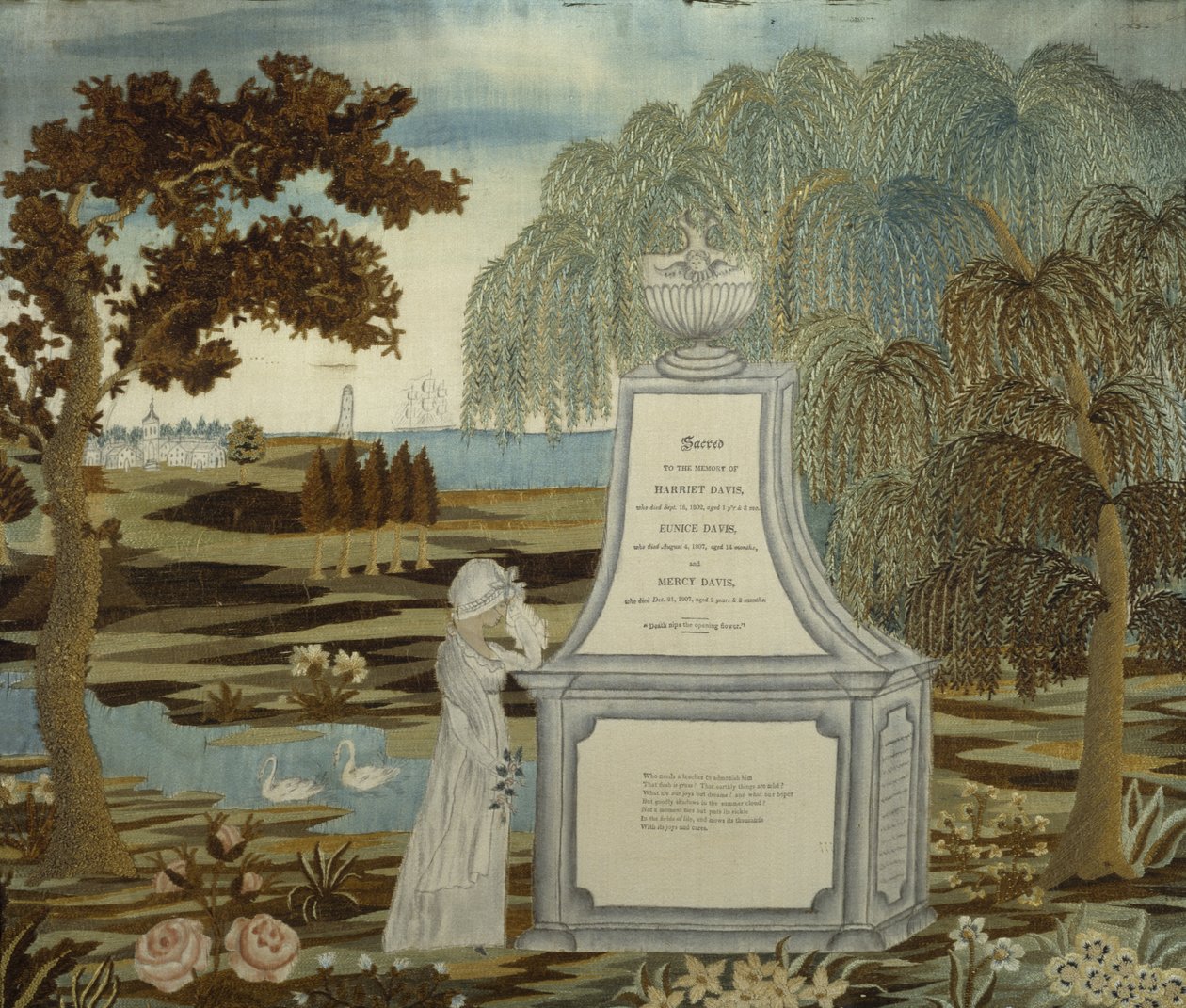 Memorial Embroidered Picture by American School