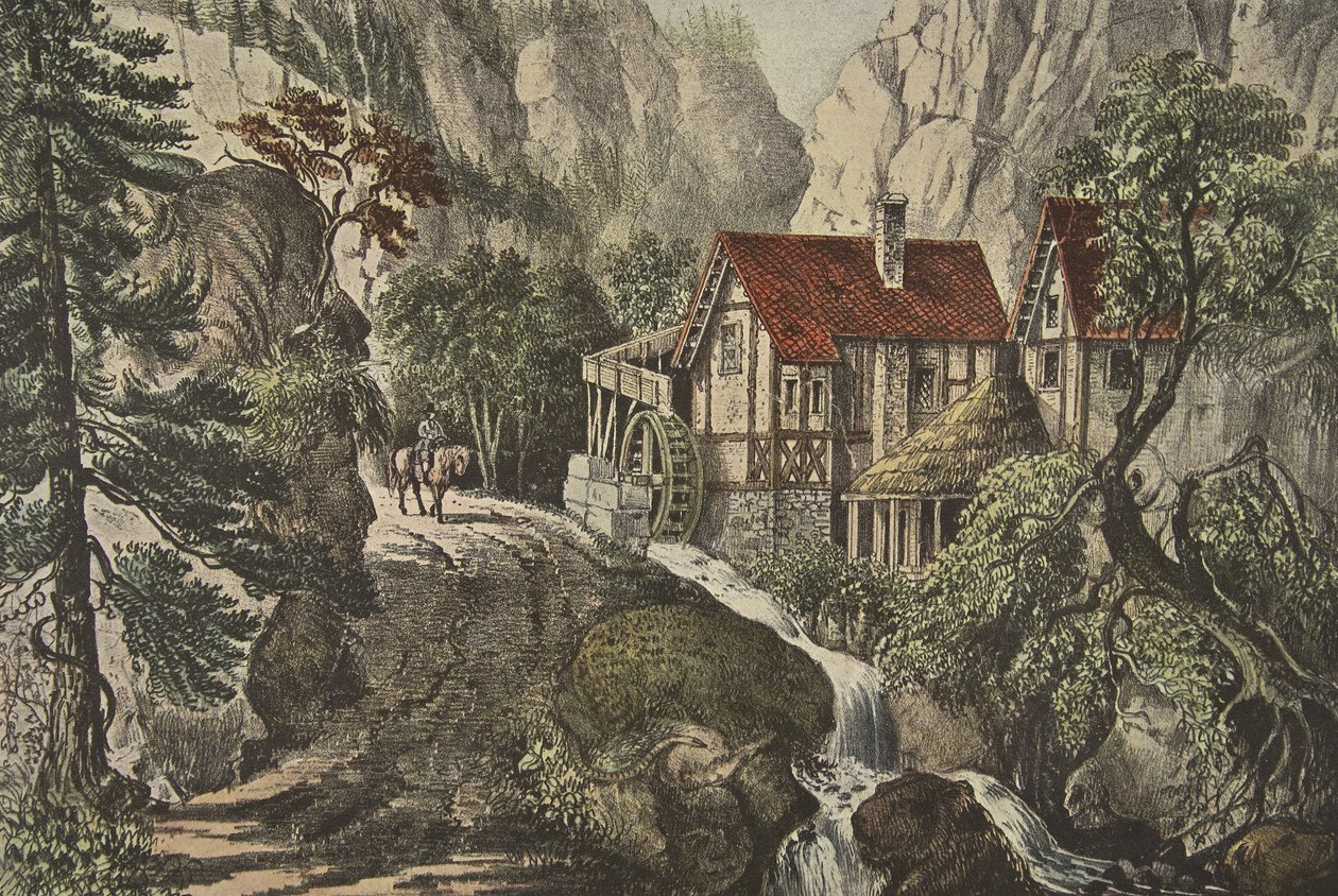 Puzzle Picture - Old Swiss Mill by American School