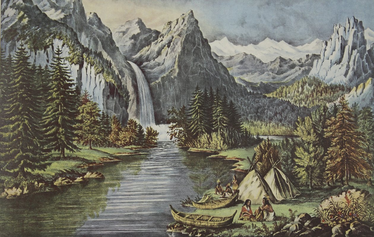 Yosemite Valley - California, The Bridal Veil Fall by American School