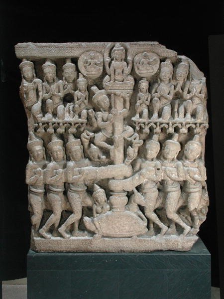 Lintel depicting the Churning of the Sea of Milk by Cambodian School