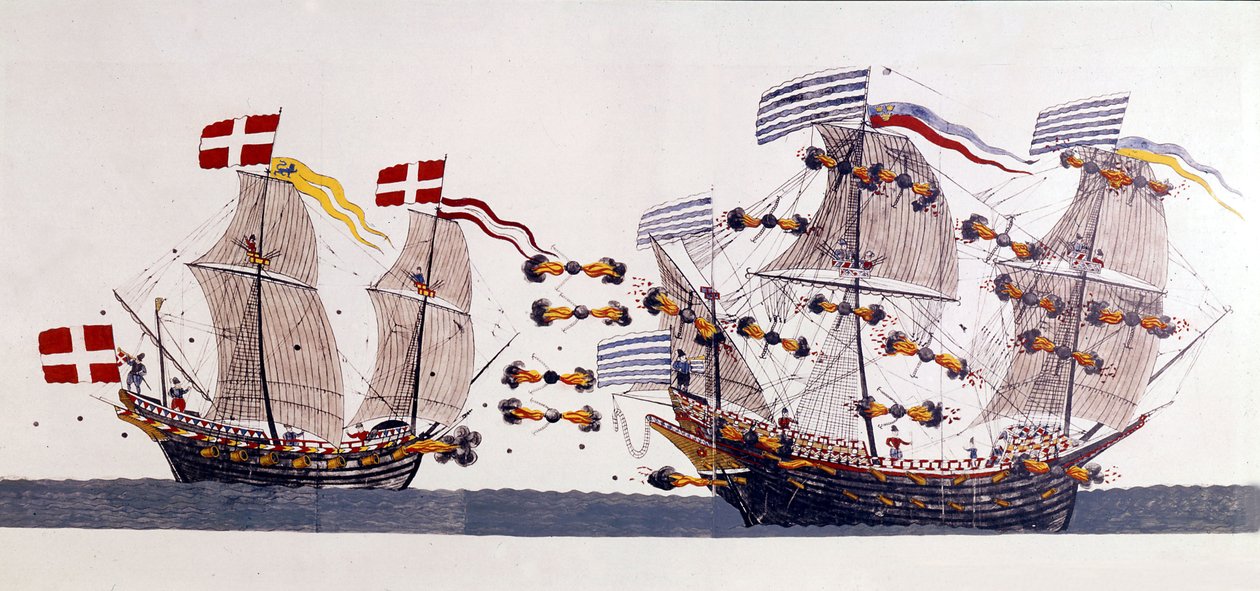 Naval Battle During the Northern Seven Years War by Danish School