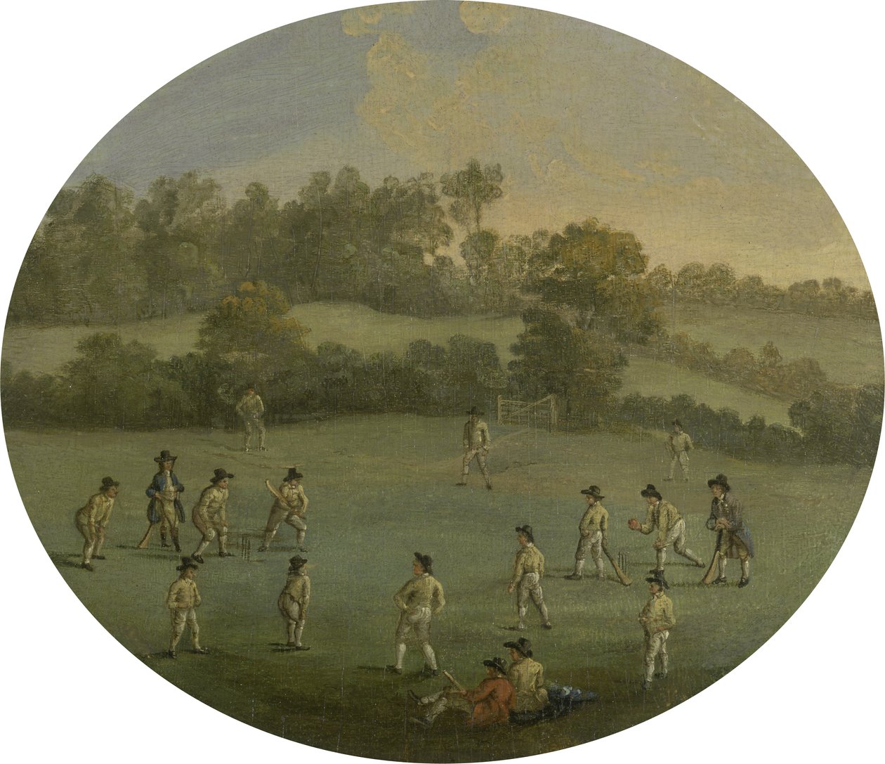 A Game of Cricket (The Royal Academy Club in Marylebone Fields, now Regents Park) after a painting by Francis Hayman by English School