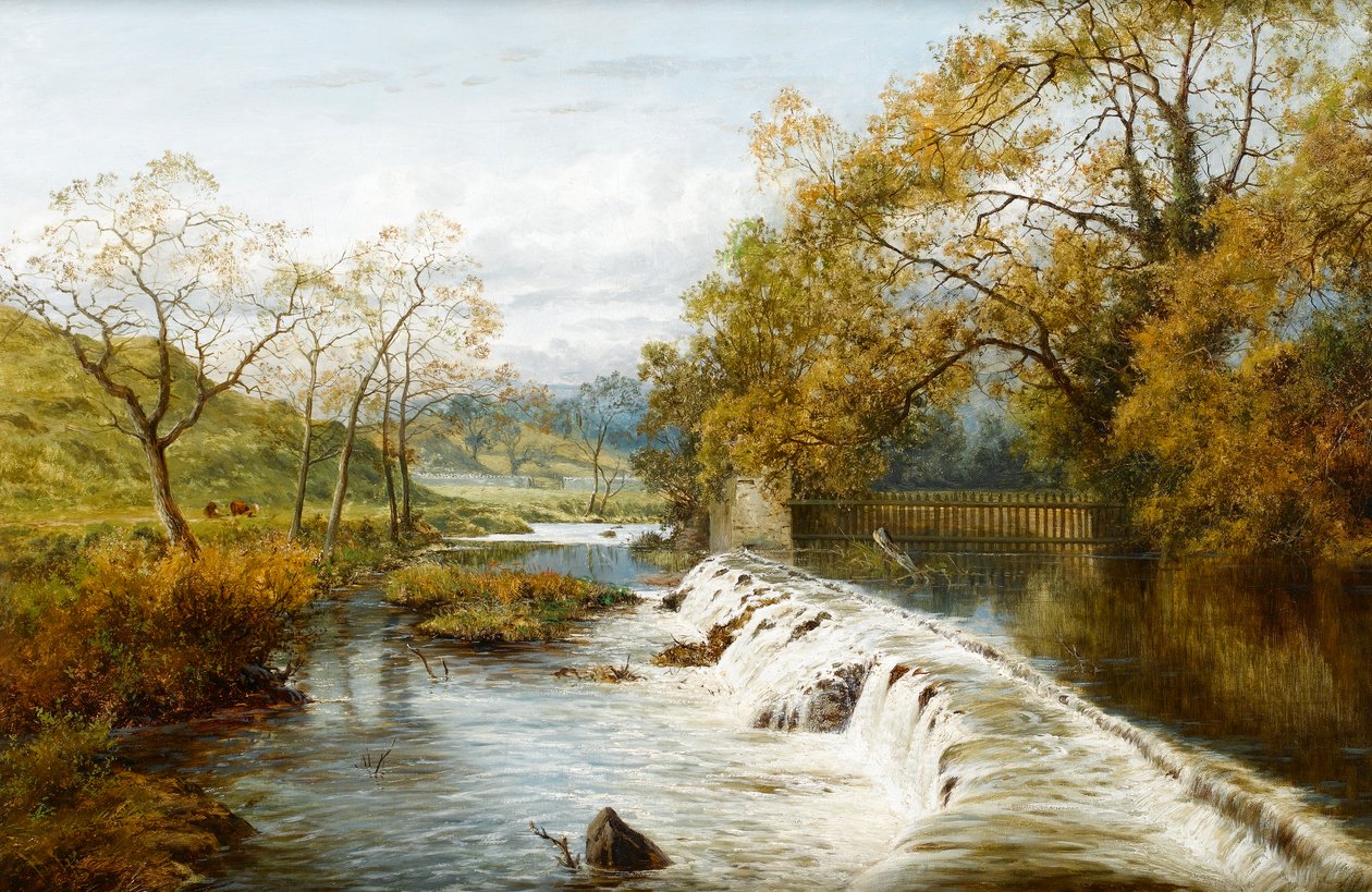 An Overflow Weir by a Mill Pond by English School