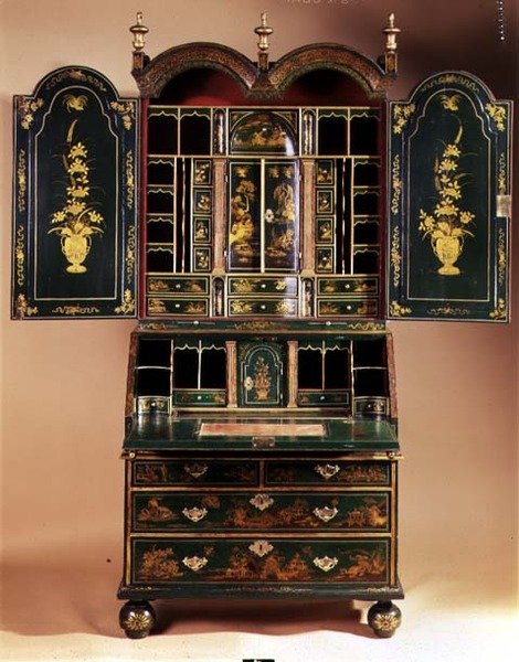 Bureau cabinet with opened upper section by English School