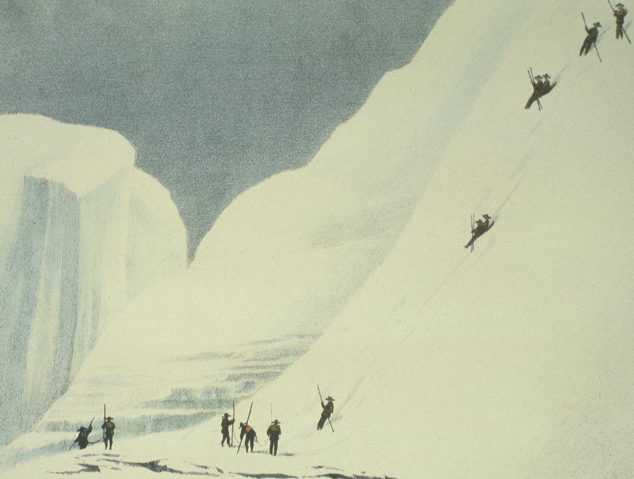 Descending the Steep Snows, from A Narrative of an Ascent to the Summit of Mont Blanc by English School