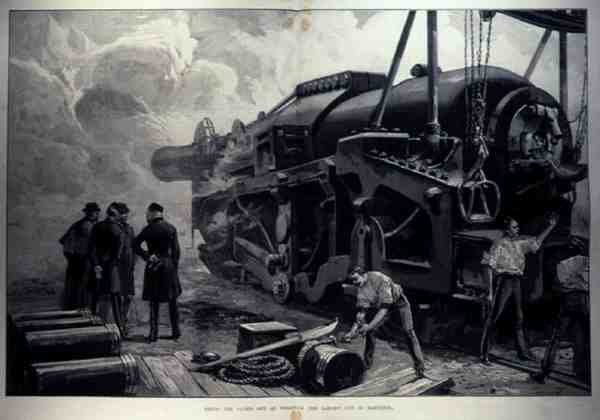 Firing the 111-Ton at Woolwich (the Largest Gun in Existence) by English School