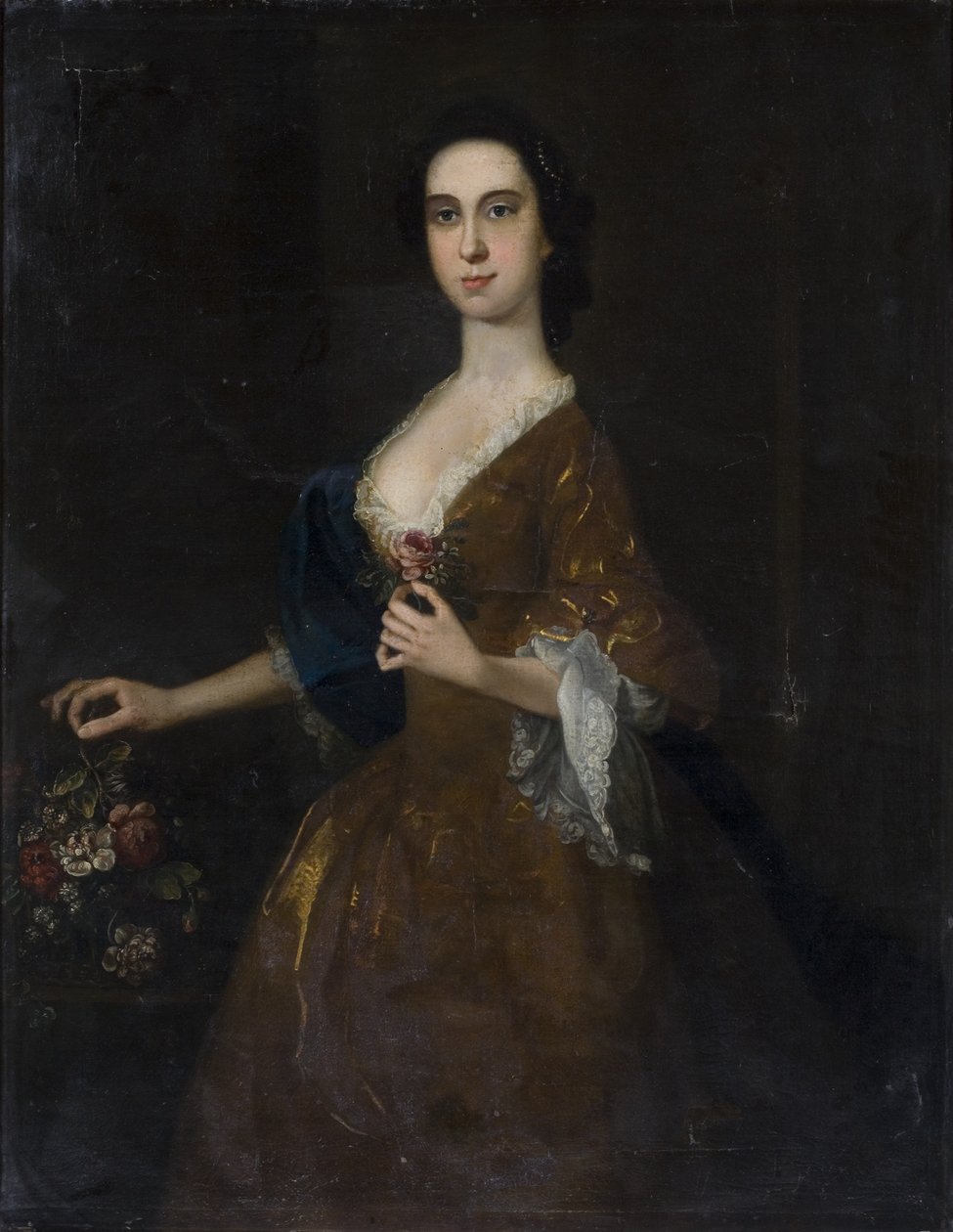 Portrait of a Lady in Red Dress by English School