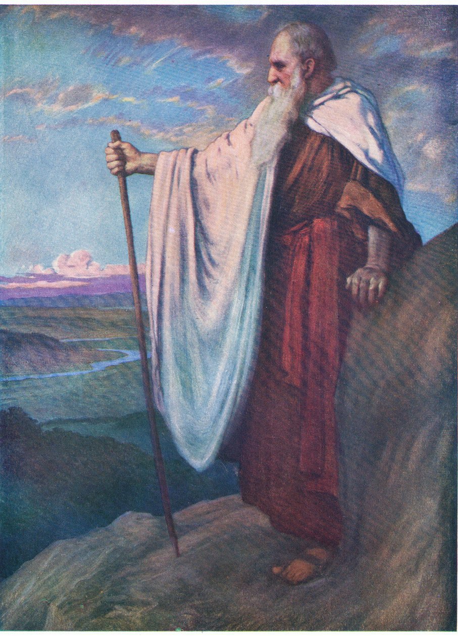 The death of Moses, from The Bible Picture Book published by Thomas Nelson, c.1950 by English School