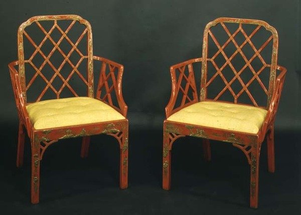 Two Chinese Chippendale armchairs by English School