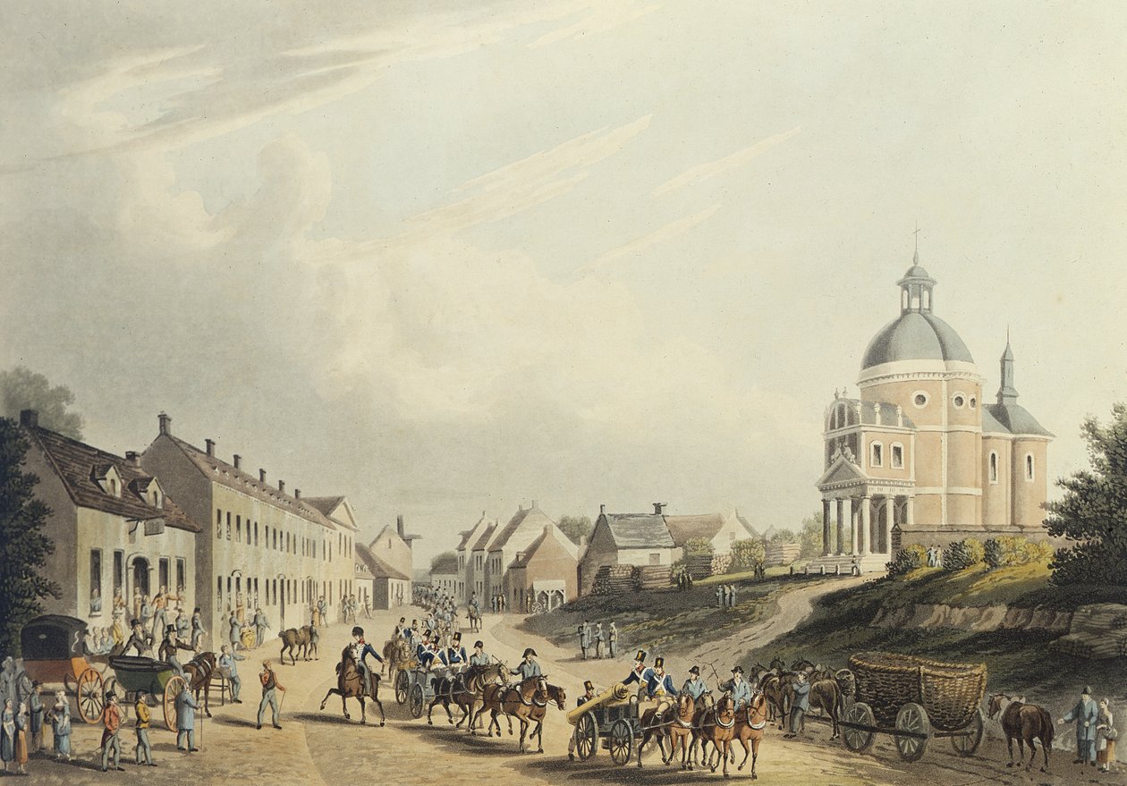 Waterloo. Conveying the French Cannon from the Field of Battle, on the 24th July 1815 by English School