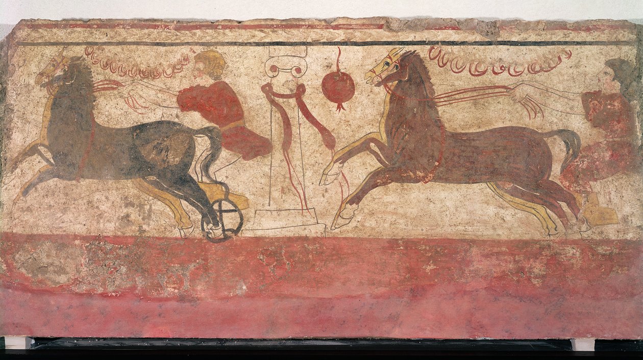 Chariot racing (detail) by Etruscan