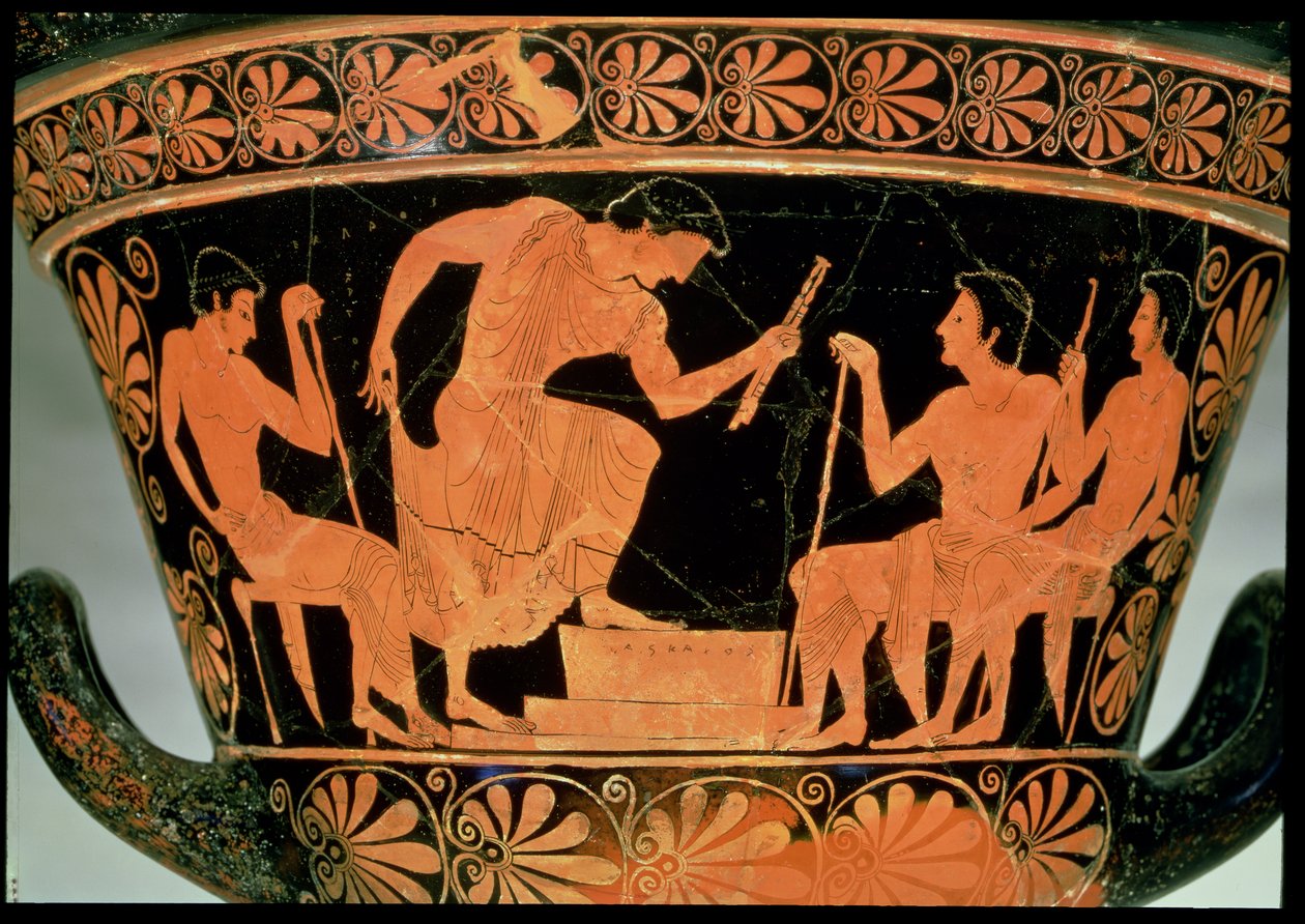 A Musical Contest, detail from an Attic red-figure calyx-krater, from Cervetri, Italy, c.510 BC by Euphronios