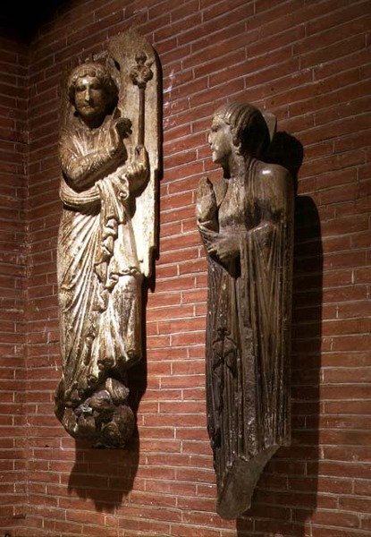 Figures of the Annunciation, from the exterior of St. Sernin, c.1200 by French School