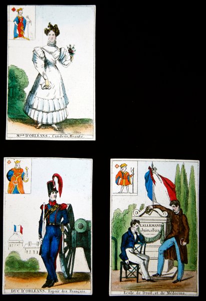 Four Playing Cards Commemorating the Heroes of July 1830 by French School