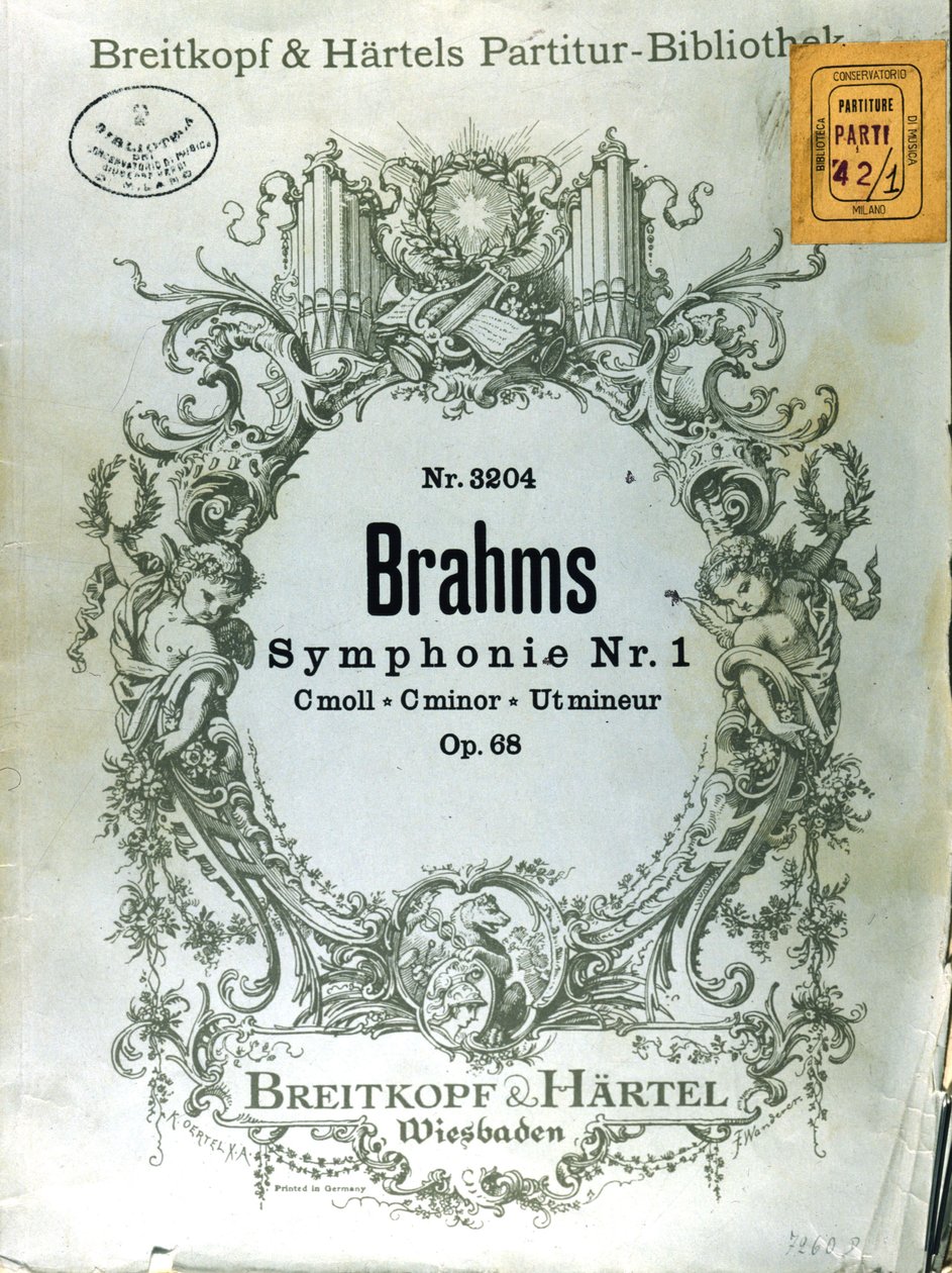 Frontispiece of the Score of the First Symphony of Johannes Brahms by French School