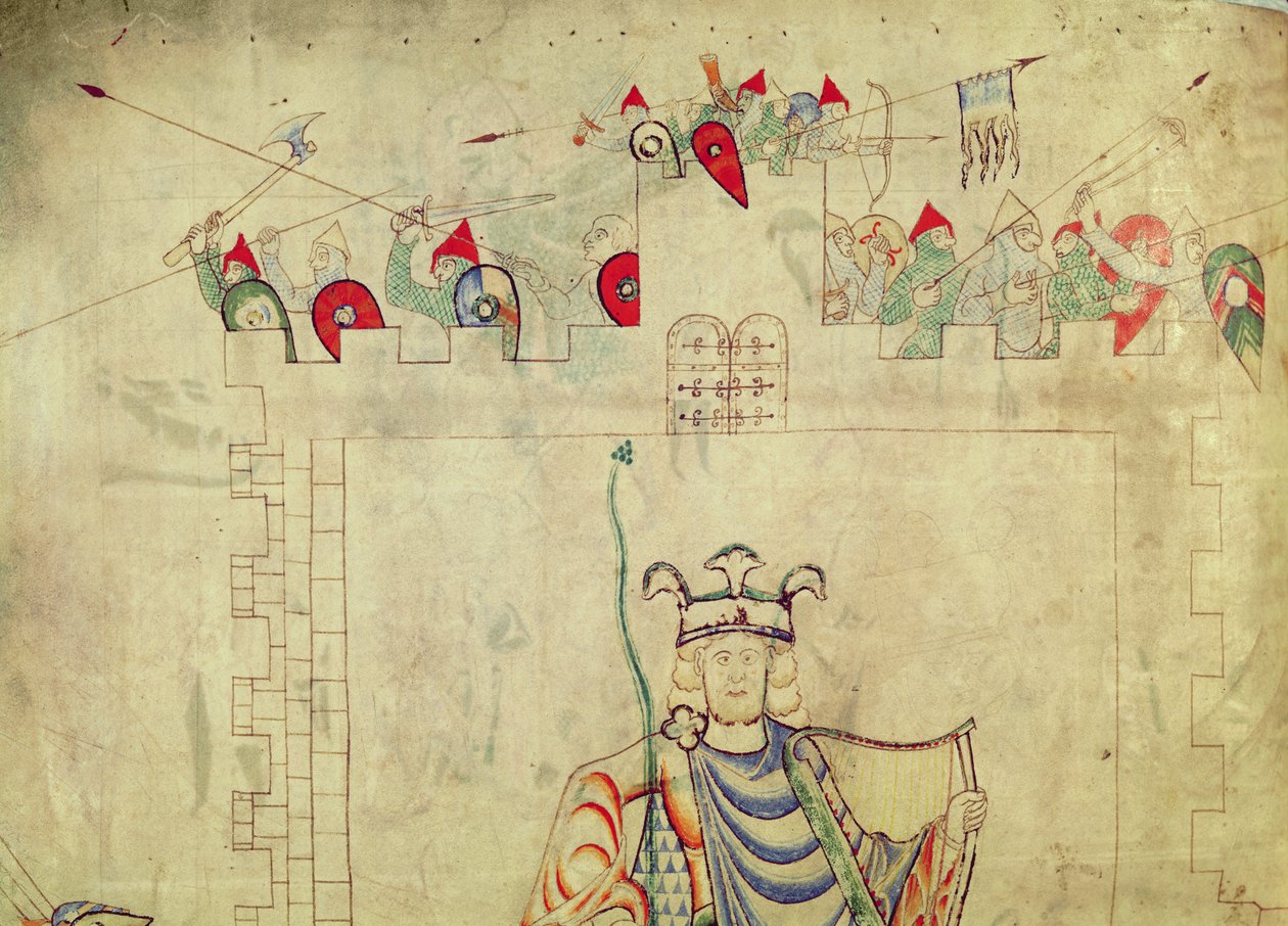 King David Seated in Majesty in the Centre of Jerusalem (detail) by French School