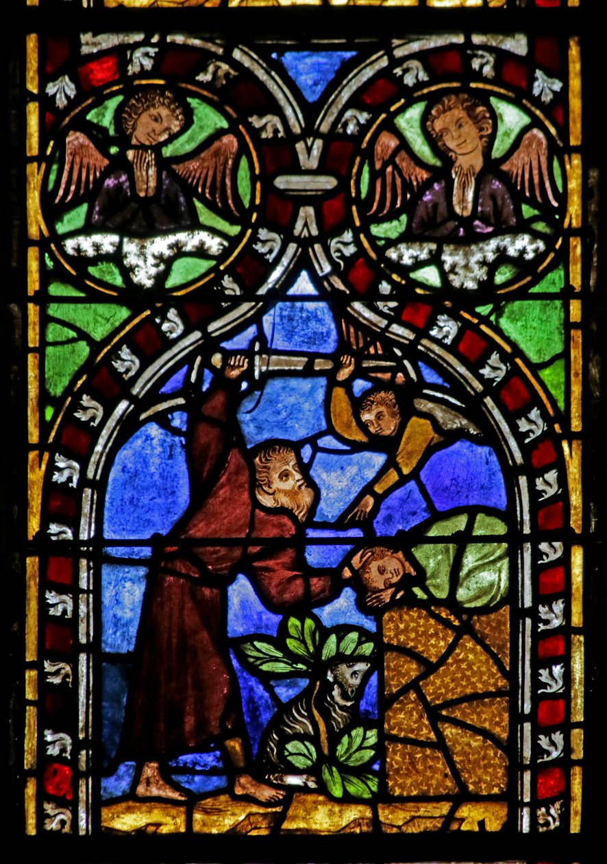 Window depicting Abraham about to sacrifice Isaac by French School