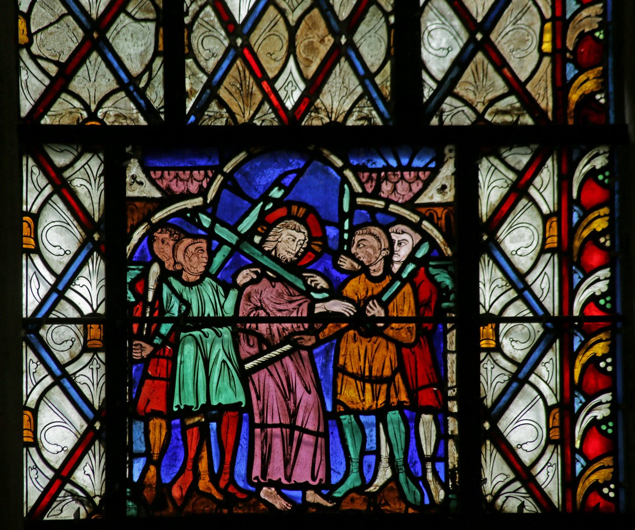 Window depicting Christ arrested in Gethsemane by French School