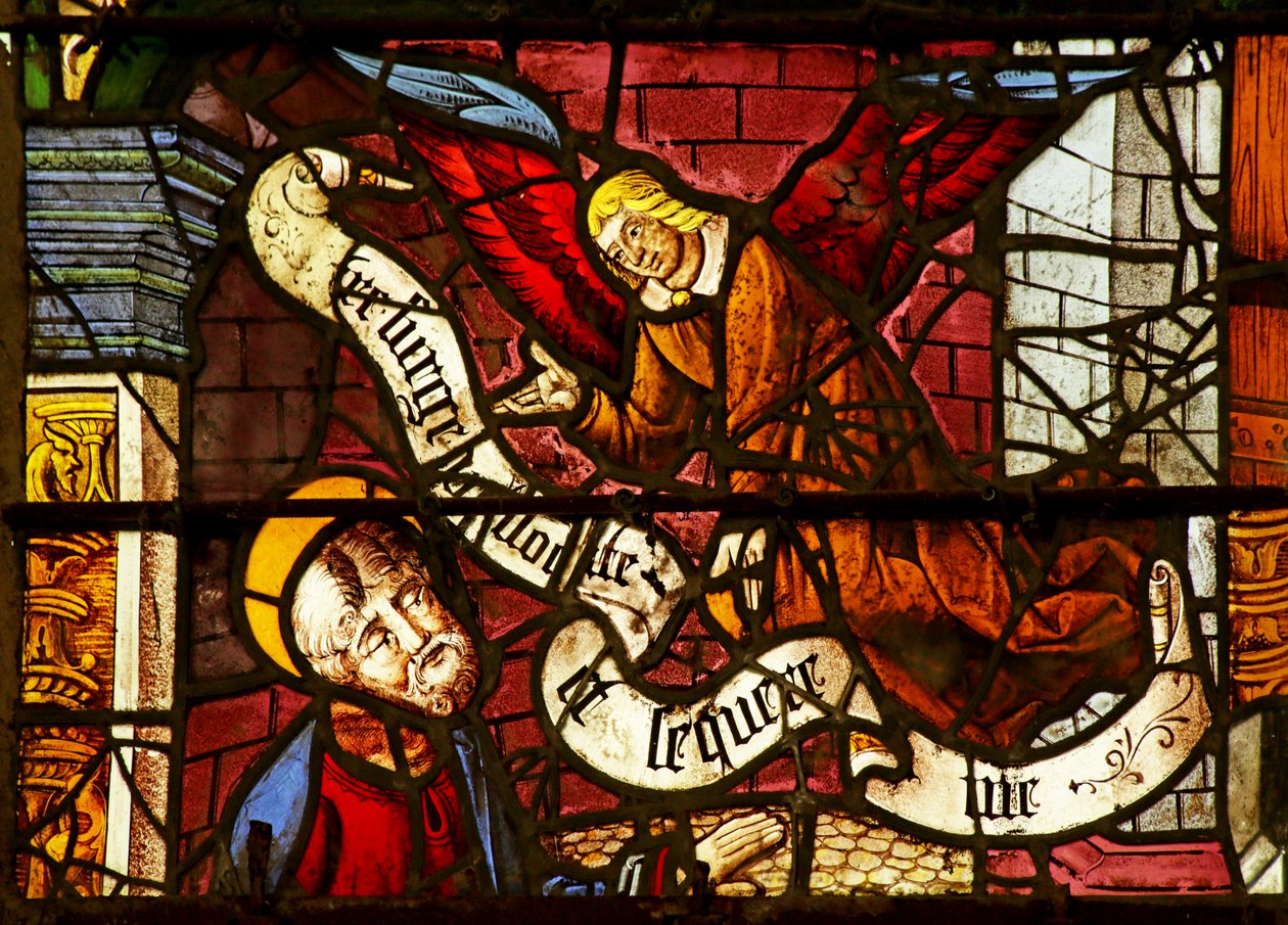 Window depicting Fragments and the Angel appearing to Saint Peter in prison by French School