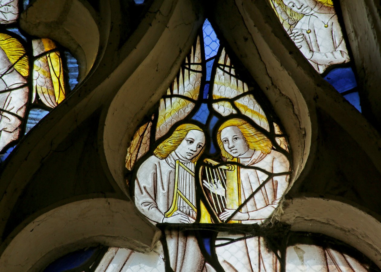 Window depicting God, Angels and above the Second Coming of Christ by French School
