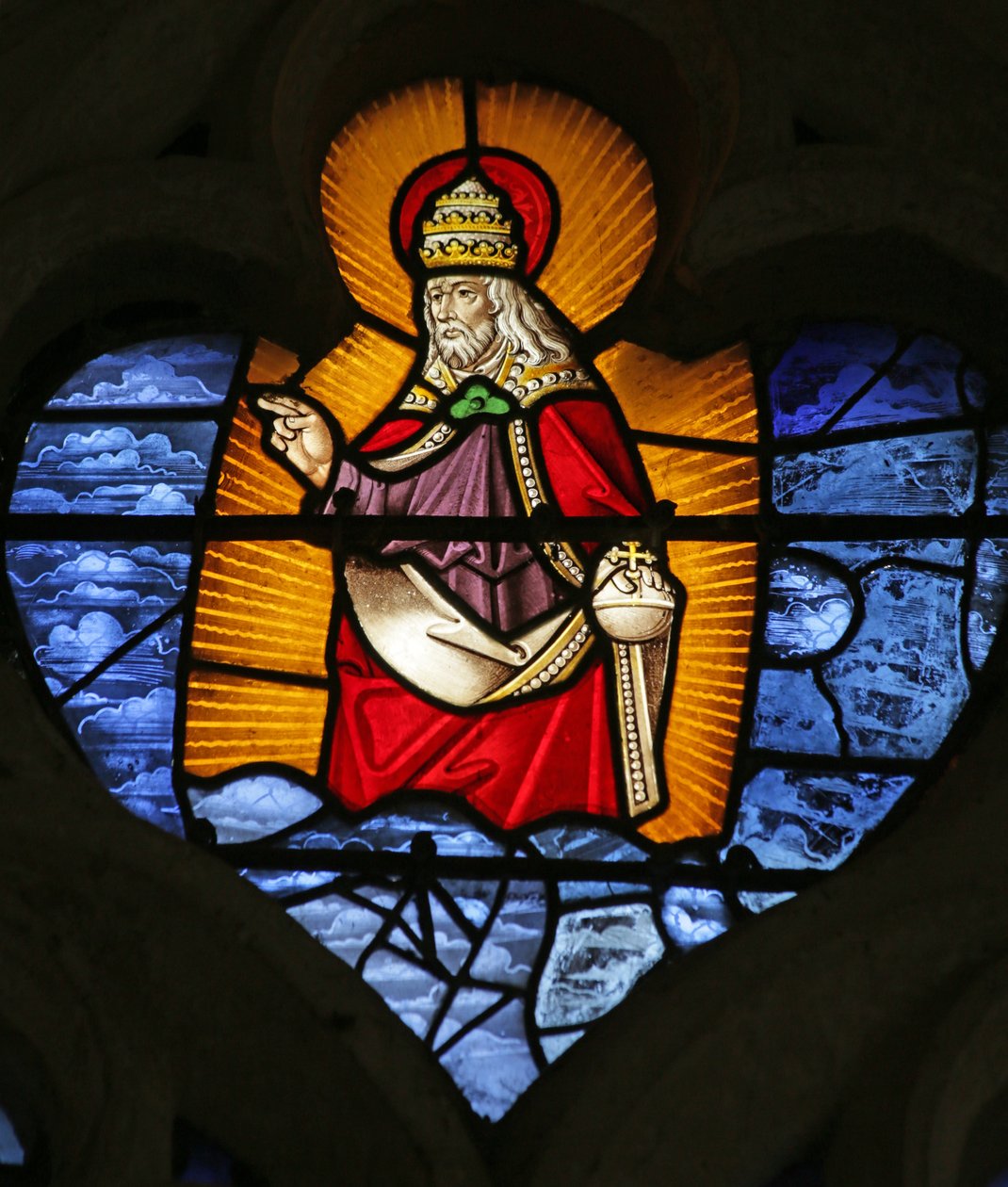 Window depicting God the Father with Orb and Papal Tiara by French School