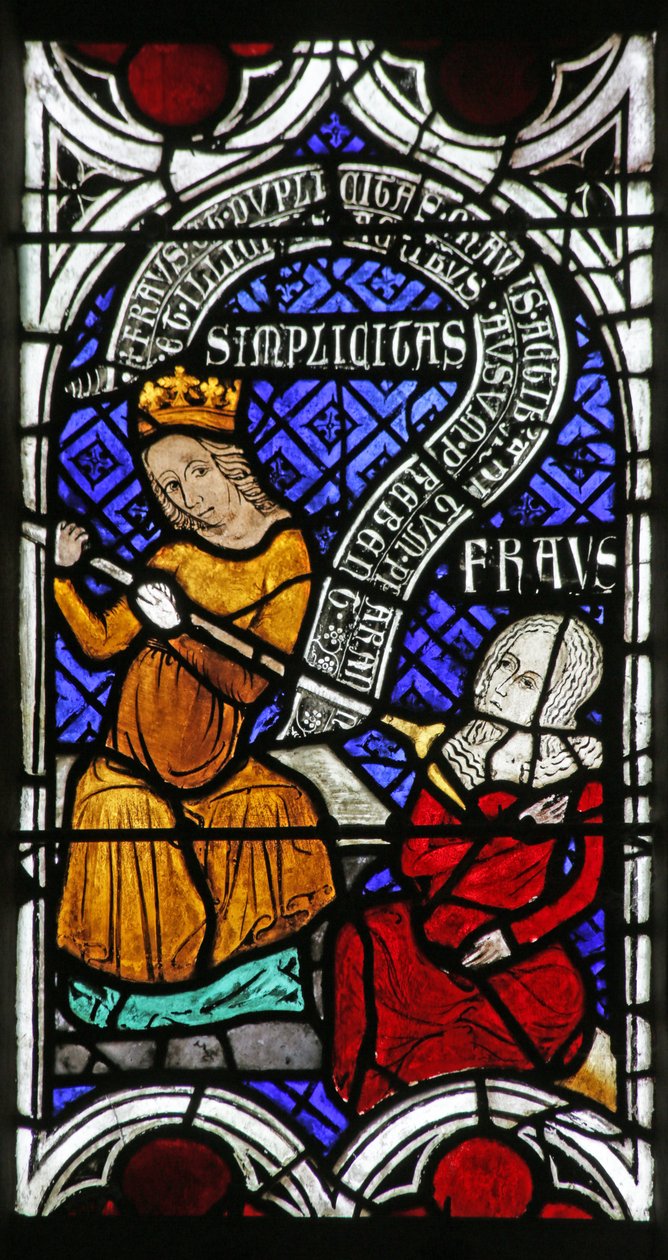 Window Depicting Psychomachia: Right and Wrong by French School