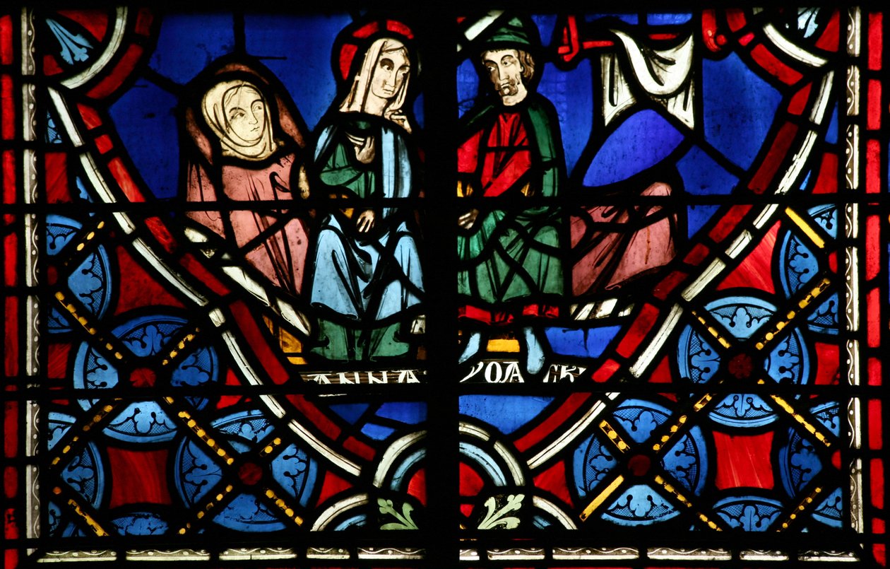 Window depicting Saint Anne and Joachim awaiting the birth of the Virgin Mary by French School