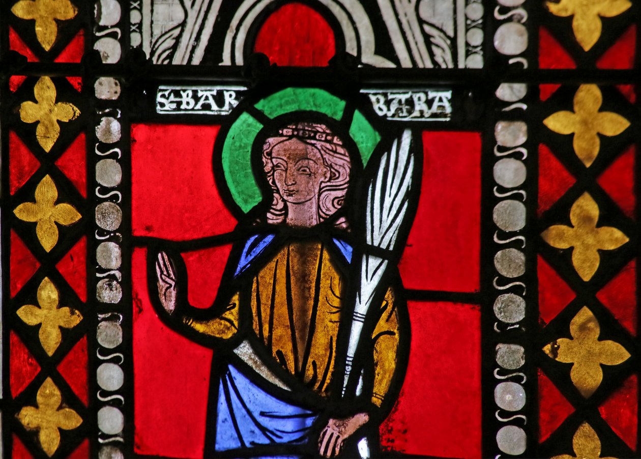 Window Depicting Saint Barbara by French School