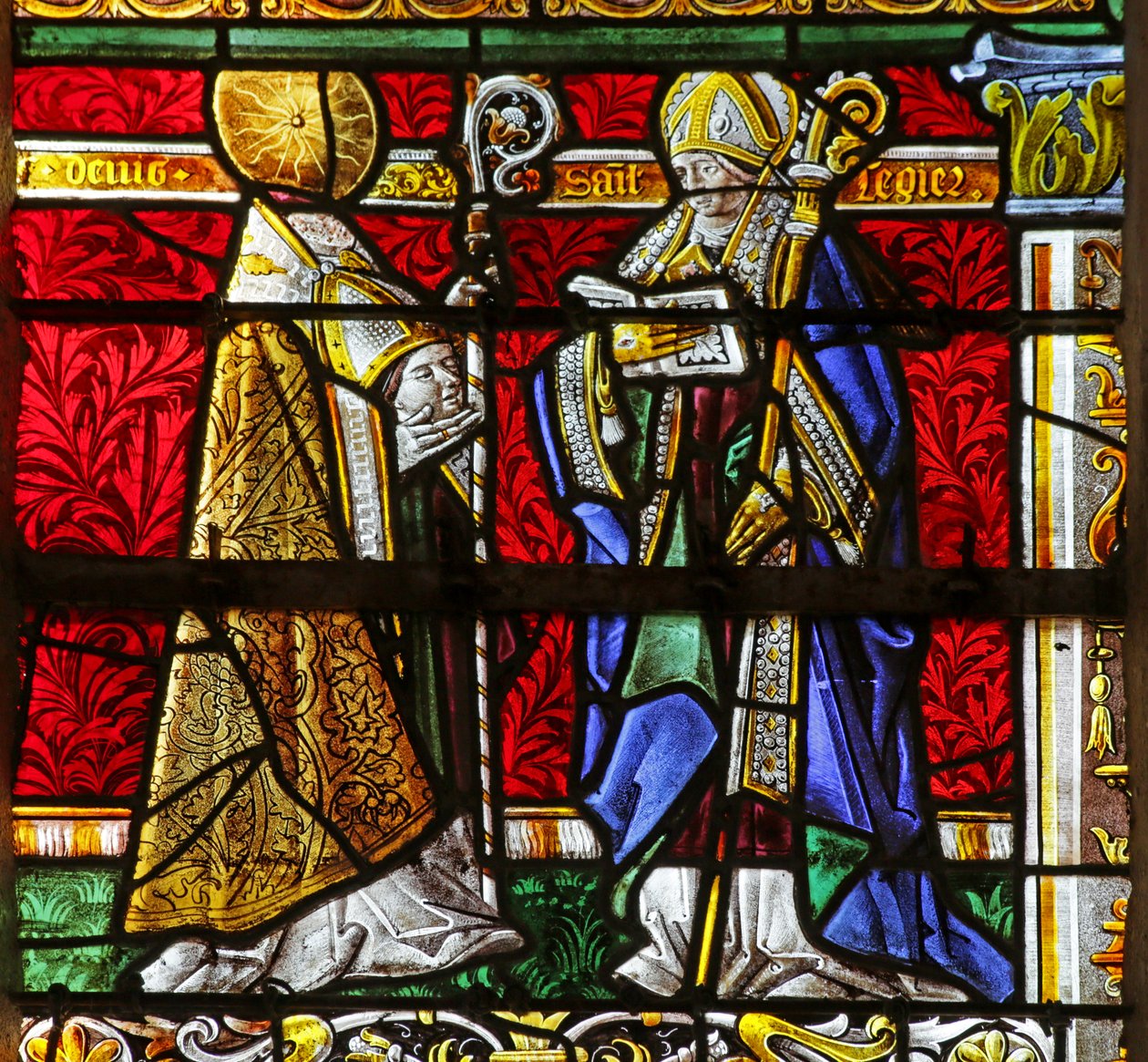Window depicting Saint Denis and Saint Leger by French School