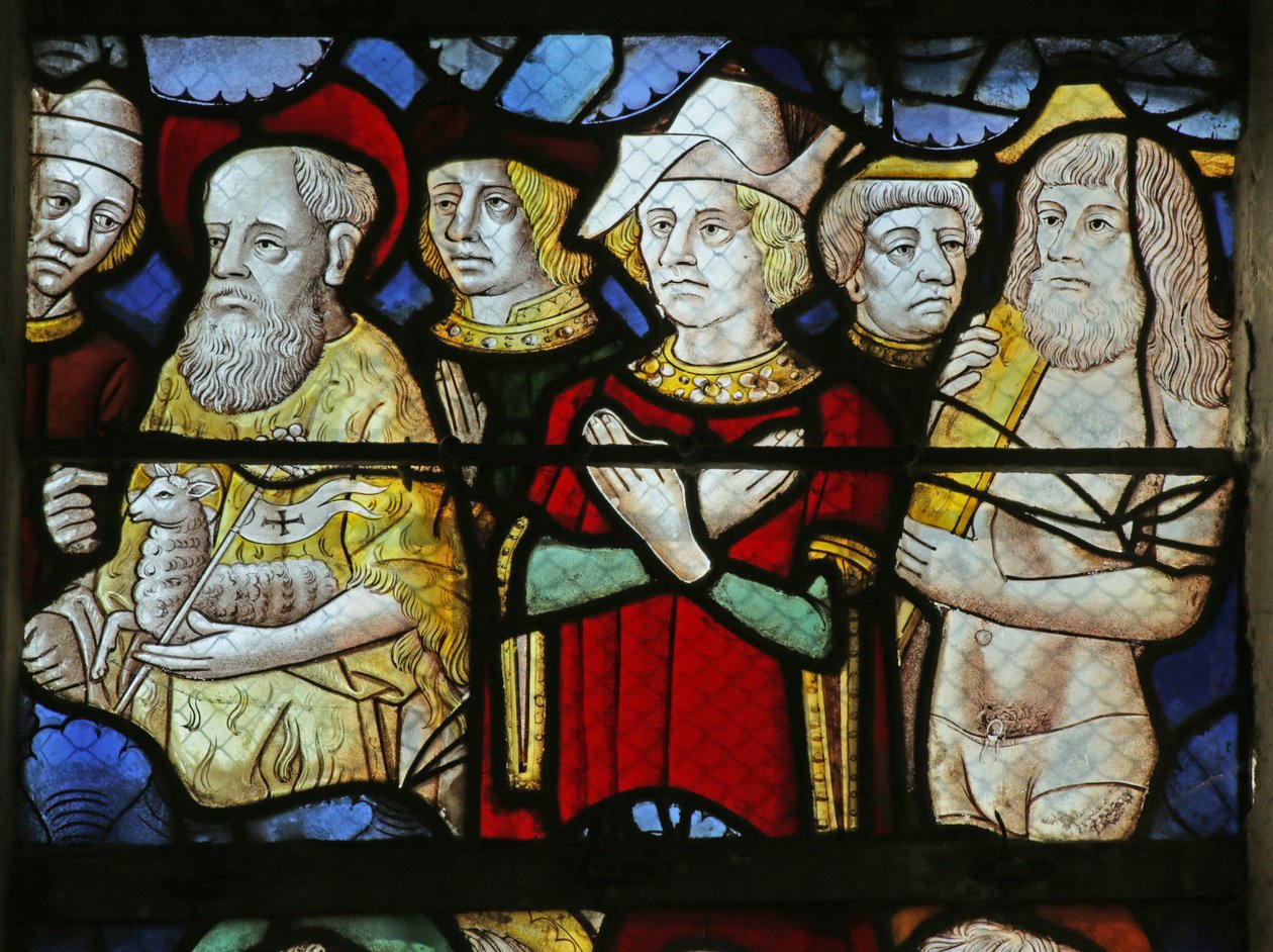 Window depicting Saint John the Baptist and people at the Second Coming of Christ by French School